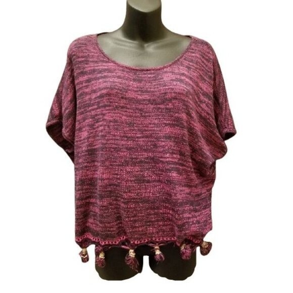Umgee U.S.A tassel top short sleeve top sz M - Picture 1 of 10